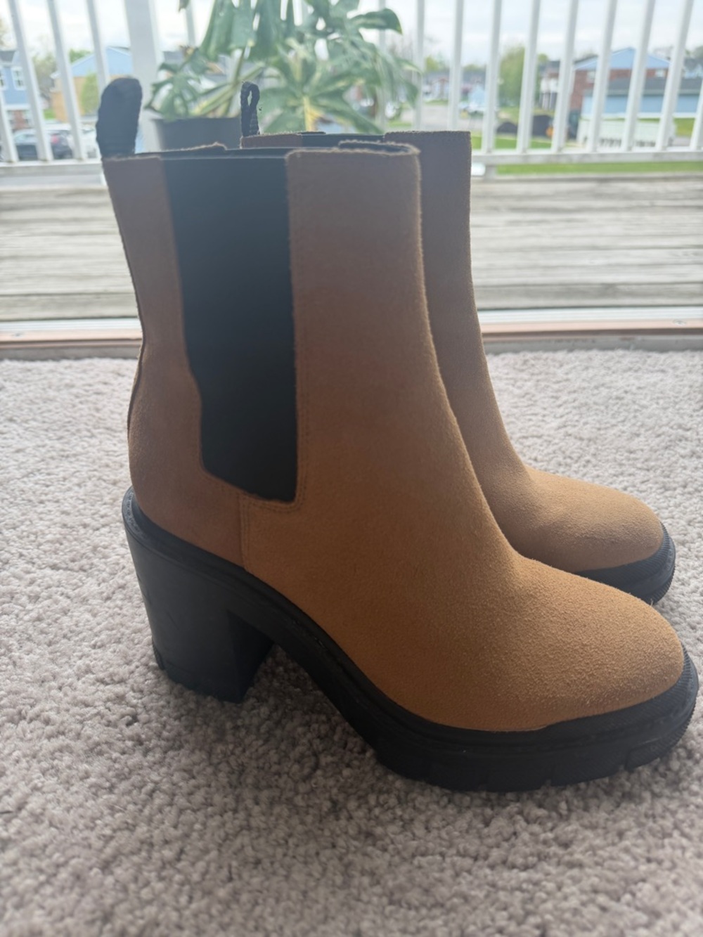 Marc Fisher Tan Suede Chelsea Platform Booties